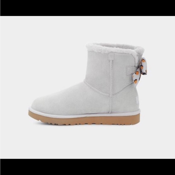 UGG Min Bailey Bow Retro Spots Gray Ankle Boots (New in Box) - Picture 3 of 12
